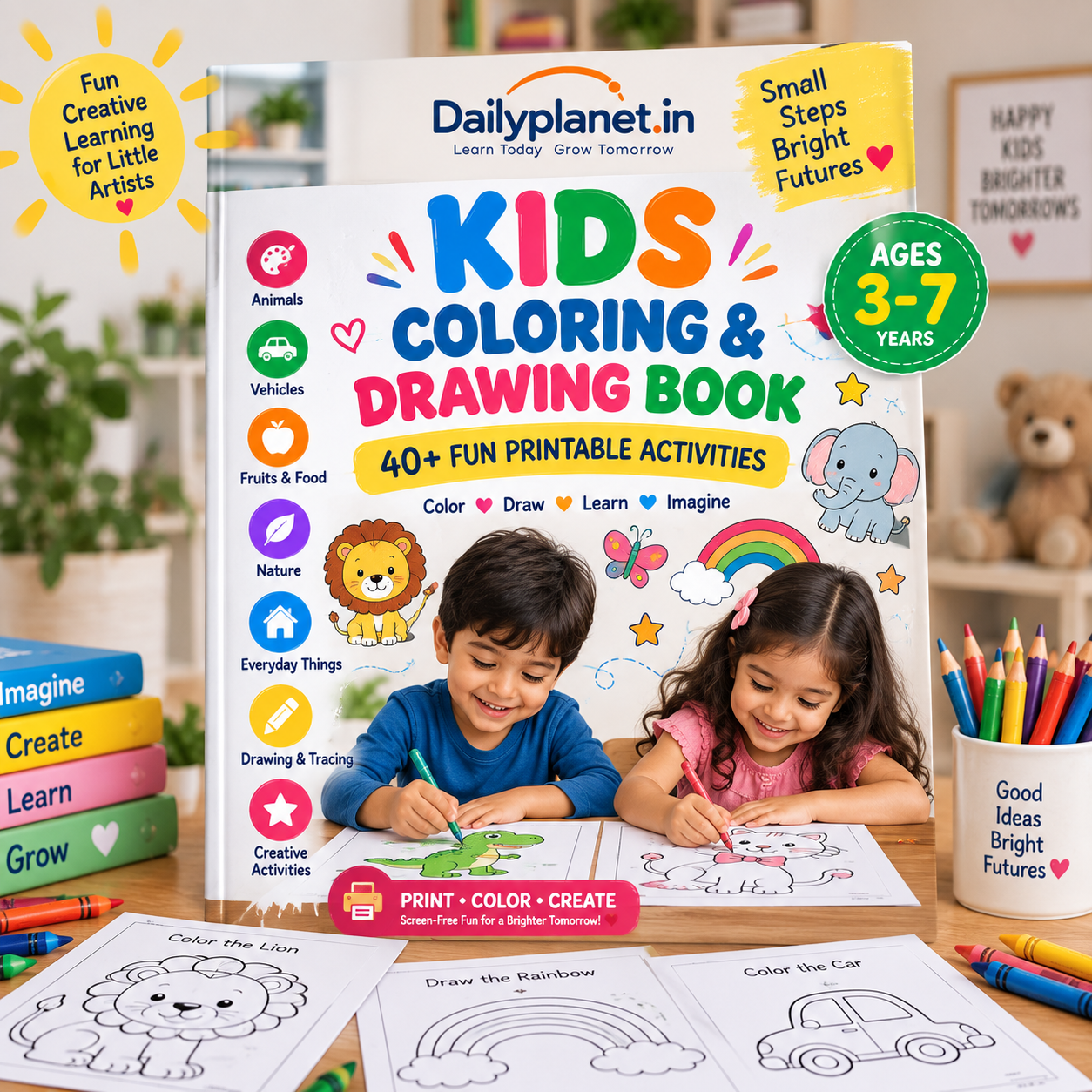 DailyPlanet-Kids Coloring & Drawing Activity Book